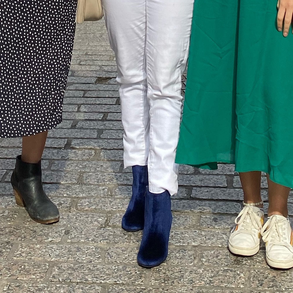 Electric Blue Velvet Boots